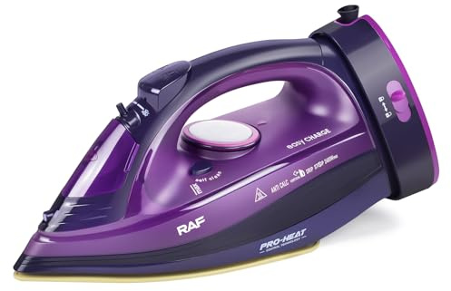 ZStarlite Ferro da stiro a vapore senza fili, 2400 W, piastra in ceramica Powersteam, piastra in ceramica ultra anticalcare, funzione acqua spray, vapore verticale, autopulente, con serbatoio