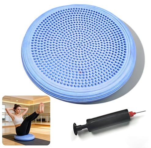 Coussin d'équilibre gonflable avec pompe, coussin d'équilibre extra épais pour la stabilité du tronc et une assise active, disque d'équilibre de qualité supérieure de 34 cm pour adultes et enfants