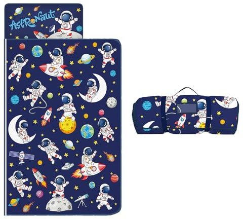 decalsweet Tapis de Sieste Enfant, 2 en 1 Sac de Couchage 150×60cm Planète