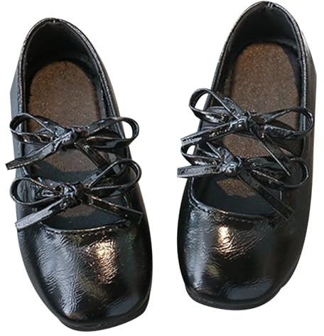 Generisch Zapatos de princesas Niñas Carnaval Festivo Niños Zapatos de Cuero Moda Elegante Zapatos de Vestir Formal Cómodo Antideslizante Boda Rendimiento Bailarinas Zapatos con purpurina, Negro , 31