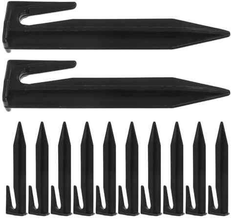 NOLITOY Estacas para Tienda de Campaña 100 Unidades de Plástico PP Negro, Clavijas para Césped y Lonas, Resistentes al Viento y Clima para Camping, Senderismo y Actividades al Aire Libre