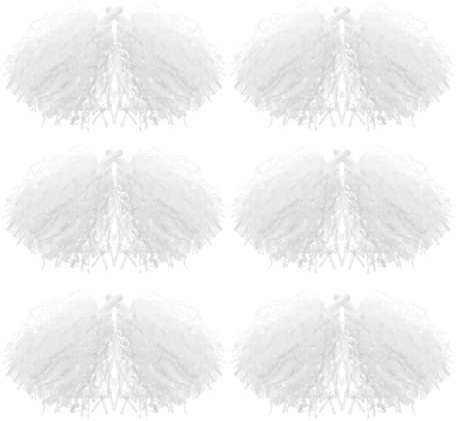 SHINEOFI 12 Piezas Pompones Colores Vibrantes de Plástico para Animadoras Blancos y Fácil Uso Ideales para Cheerleading y Fiestas de Animación