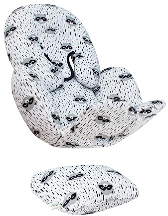 JYOKO Kids Reductor Universal Bebé 3 Piezas, Algodón Orgánico, para Cochecito y Silla de Coche Grupo 0, Diseñado y Confeccionado en Barcelona - Raccoon