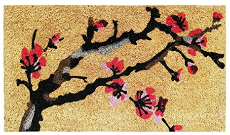 Banzaii Zerbino in Cocco da Esterno o Interno con Retro Antiscivolo 40x70 cm - Ciliegio in Fiore