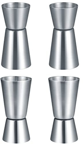 4 Pcs Spirit Measures 25ml 50ml, Stainless Steel Shot Measure, Drink Measures for Spirits Measure, Bar Dual Jigger Drinks Spirit Measure Cup for Bar Party Alcohol Wine Cocktail Drink Shaker Pourers