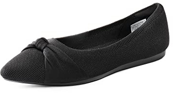 DREAM PAIRS Ballerines Femme Confortables à Bout Pointu – Chaussures Plates Souples Pliables avec Nœud, Style Slip-on,Size 40.5,Noir,SDFA2339W