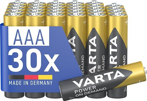 VARTA Batterien AAA, 30 Stück, Power on Demand, Alkaline, 1,5V, Vorratspac, smart, flexibel, leistungsstark, ideal für Computerzubehör, Smart Home Geräte, Made in Germany