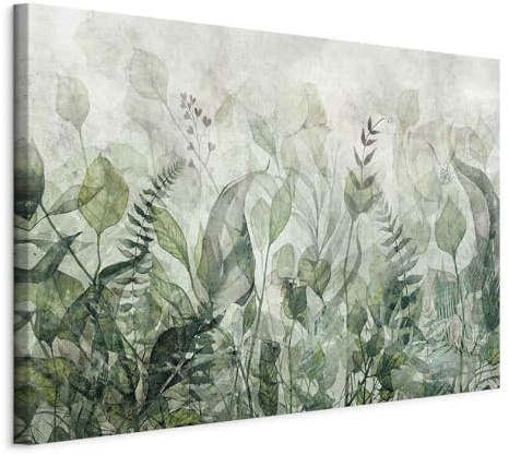 artgeist Acoustic Canvas Wall Art Print Leaves 35x24 in - 1pcs Picture with Acoustic Foam Sound Print Artwork Room Acoustics Soundproofing Nature Green Plants Botanical b-A-10252-b-a