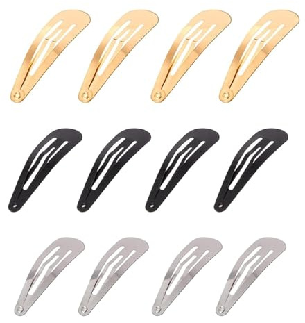 GNALIA 12 Pièces Barettes Cheveux Fille Barrette Cheveux Barette Barrettes Accessoires De Cheveux No Slip Barrettes Pinces À Cheveux Snap Pour Femmes Filles(Nickel Noir Or)