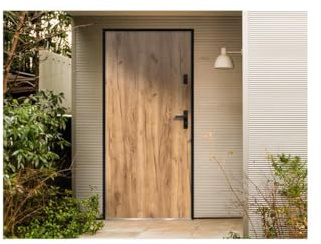 Vente-unique - Puerta de entrada de acero macizo Alt. 207 x Ancho 100 cm acabado roble - apertura izquierda - AGUEDA