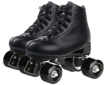 BMOZRM Doppelreihe Rollschuhe Damen Und Männer Schick Rollschuhe Vier Räder Rollerskates Draussen Sport Roll Schuhe for Erwachsene (Color : Black+Black Wheel, Size : 45 EU)