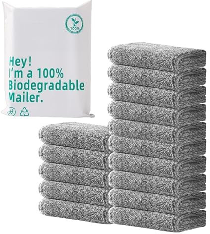 Renko Lot de 15 chiffons de nettoyage en bambou 30 x 30 cm - Torchons de nettoyage naturels - Chiffons en bambou pour le nettoyage