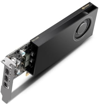PNY Nvidia RTX A400 4GB GDDR6 Professional Graphics Card, VCNRTXA400-SB, Single Slot, Low Profile, 768 CUDA Cores, PCI Express 4.0, 4x Mini DisplayPort 1.4a, 50W