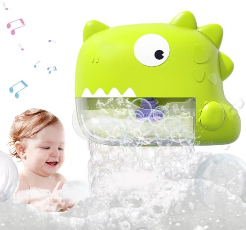 Badewannenspielzeug ab 1 2 3 4 Jahre, Badespielzeug Baby mit Musik, Schaummaschine Badewanne, Dinosaurier Seifenblasenmaschine, Wasserspielzeug Kinder ab 0 1 2 3 4 + Jahre