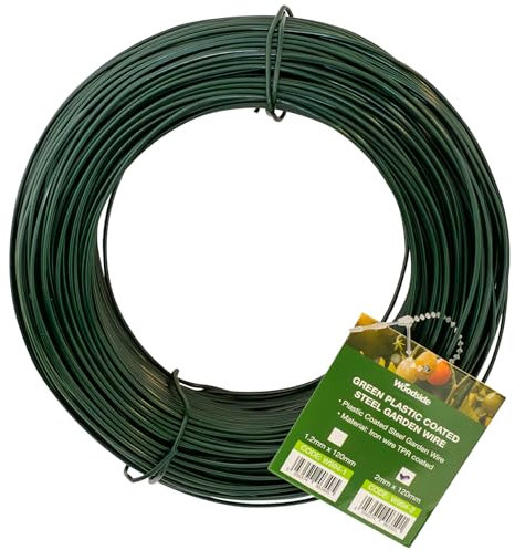 Woodside Green Plastic Coated Steel Garden Wire 2mm x 120m – Flexible Twist Tie for Garden, Home & Craft Projects, Rust-Resistant, Easy-to-Cut
