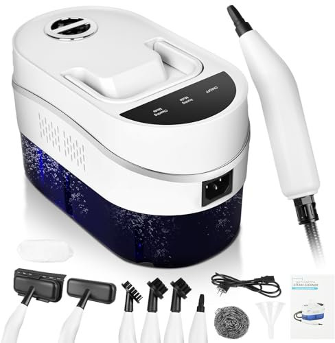 Vicloon Limpiador a Vapor, Vaporeta Limpieza de Mano 2500W con 2 Velocidades 5 Cabezales de Cepillo, 3.5-4.5 Bar, Tanque de Agua de 1200 ML, para Limpiar Cocina, B año, Muebles, Coche