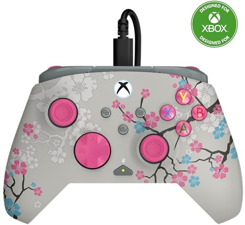 Turtle Beach Rematch Advanced Cherry Blossom Manette de jeu filaire - Licence Xbox Series XS, Xbox One et PC avec Phosphorescent, Boutons Programmables, Gâchettes, commandes audio et câble de 2.5 m