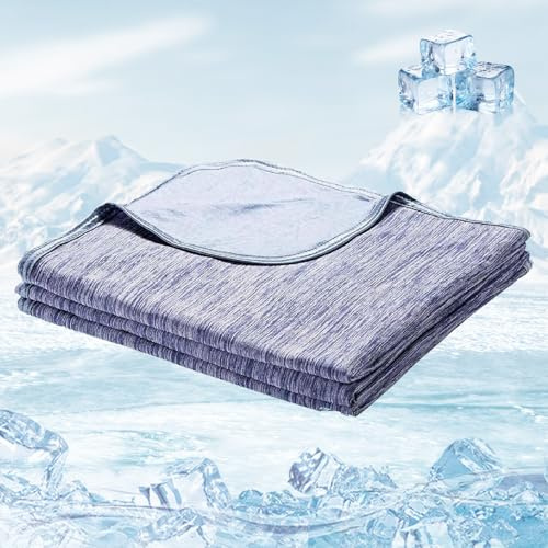 150*200cm Cooling Blanket King Size, Cool Blanket for Sleeping, Cozy Sleepers Cooling Blanket, Sleep Cool & Sweat-Free, Instant Cooling Relief with Cold Fabric, Breathable & Lightweight & Soft (blue)
