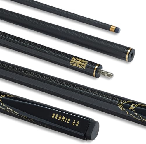 POWERGLIDE Snooker Pool or Billiard Cue | Carbon Fibre & Fibreglass | Ultra Smooth Metallic Painted High Gloss Black | 2-Piece 50/50 Joint | 19oz | Full Size 57 | 10mm Tip