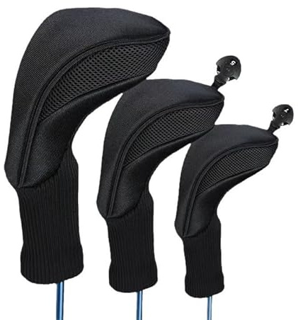 Seven-Flower 3PCS Golf Head Covers for Woods Driver Hybrid with Interchangeable Number Tags. Novel Durable Golf Club Head Covers for Wood Clubs