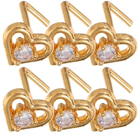 WOFASHPURET 6piezas Piercings Nasales Forma De Corazón y Gancho Accesorios Para Adolescentes Para Bodas y Fiestas y Elegante Sin Aro Tabique Nasal