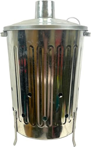 Small Medium Large 15L 60L 90L Litre Metal Galvanised Garden Incinerator Fire Bin Burning Leaves Paper Wood Rubbish Dustbin Made In U. K. (Medium 60L INC)