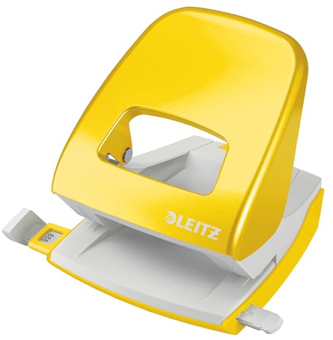 Leitz Hole Punch, 30 Sheets, Guide Bar with Format Markings, Metal, NeXXt Range, 50082016 - Yellow