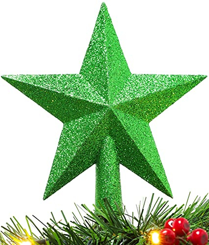 Christmas Concepts® Decorazione per albero di stelle con glitter da 20 cm – Decorazione per albero di Natale (Verde Smeraldo)