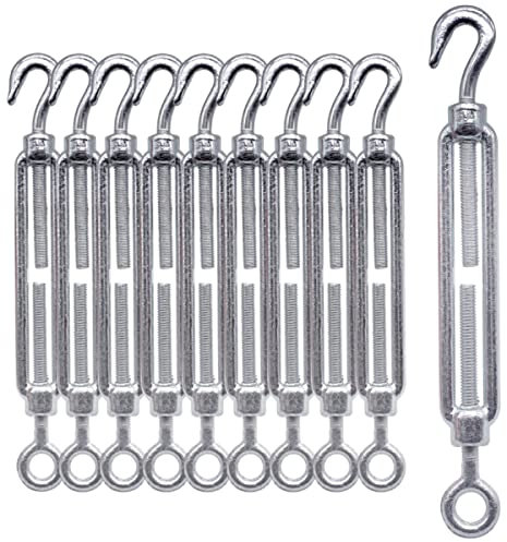 Confezione da 10 tenditori M5, tenditori regolabili con gancio e occhio, tensione del cavo della corda (10 pezzi, M5)