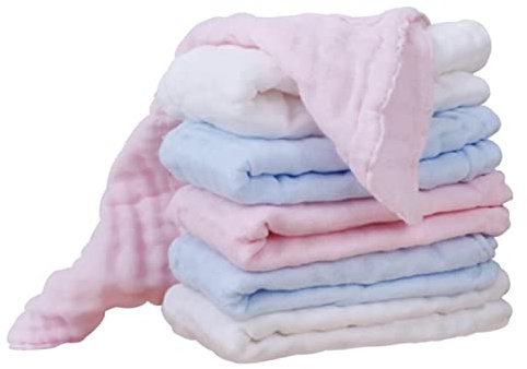 Healeved 6piezas Toalla De De Algodón Toallas Cuadradas Para Alimentación De Bebés Versátiles Como Toallita Facial Para Cuidado Infantil