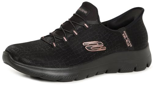 Skechers Donna Summits Classy Night Scarpe da Ginnastica, Black Mesh Black Rose Gold Trim, 40 EU