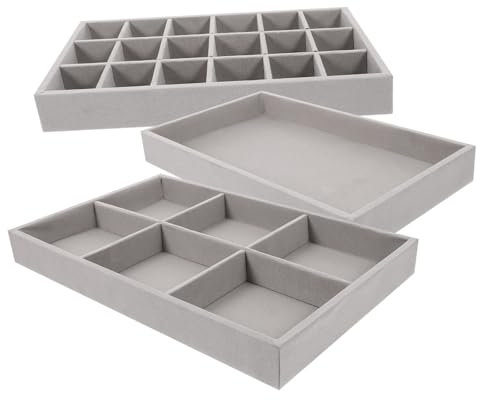 KITANDOVE 3pièces Plateau à Bijoux Organisateur De Rangement Pour Colliers Bracelets Et Boucles Oreilles Boîte De Rangement Économisant De Espace Pour Dresser