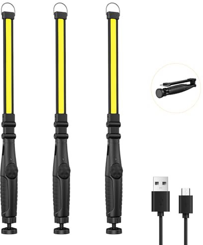 LED Arbeitsleuchte Taschenlampe, highsam COB Werkstattlampe Inspektionslampe mit Haken und Magnethalter, 2200mAH Arbeitslampe Campinglampe für Auto Reparatur, Garage, Notbeleuchtung (3 Stück)