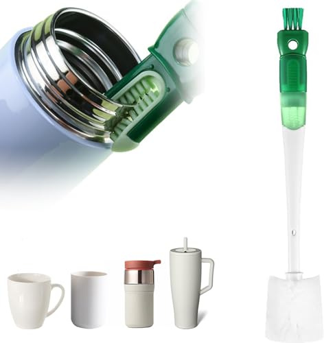 Multifunctional Water Bottle Cleaning Brush, 5 in 1 Kitchen Cleaning Brushes Tool for Washing Bottles Jars Cups (Green)