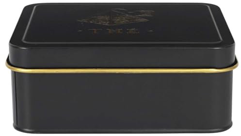 COOK CONCEPT, BT6820, Boîte en métal élégante pour dosettes de thé, Design Chic et Pratique, hermétique pour Une Conservation optimale, idéale pour Divers rangements, 15x10 cm, Noir et doré
