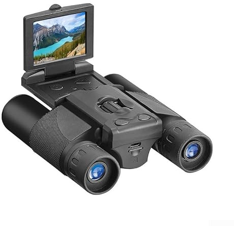 Jumelles pour Appareil Photo numérique Haute Puissance 12 x 32, Jumelles Adultes puissante avec caméra intégrée 1080p vidéo 5 MP écran LCD des Oiseaux et événements Sportifs (Noir)
