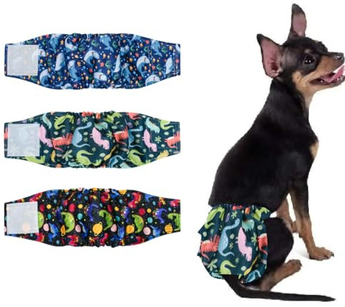 Couches pour Chiens Male Lavable Lot de 3 Bandeau, Super absorbantes pour Chiens de Petite, Ventrale Réutilisables Très Absorbantes pour Chiens Anti-Pipi,Moyenne et Grande Taille, armée S