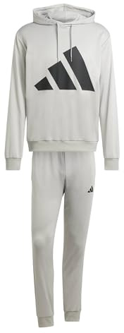 adidas Uomo BIG LOGO FRENCH TERRY HOODED TRACKSUITS, medium grey heather/black, XXL