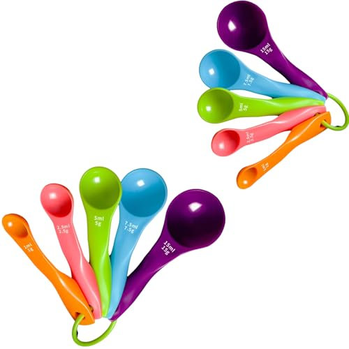 FENGCHUANG Set di Cucchiai Misurini da 5 pezzi con Diverse Capacità, Misurino Grammi Cucchiaio Dosatore, per Misuratori di liquidi e Polveri
