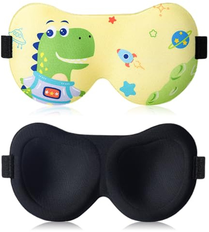 Gsrhzd Nattmask för barn, söt tecknad 3D-sömnmask, sovande ögonskydd med justerbar rem, ögonpannband, gul
