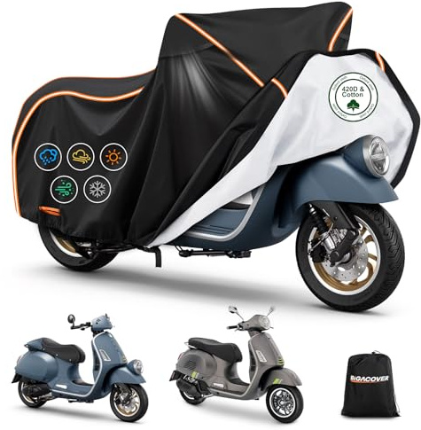 Waterproof Motorcycle Cover for Vespa GTV,Vespa GTS (Super 300cc HPE,Sport, TECH 300cc HPE), Outdoor 420D Scooter Cover Windproof Heavy Duty Waterproof Protection