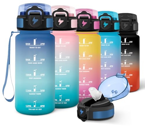 Motswedi Borraccia Bambini, 500ml con Cannuccia, Borraccia Palestra, Riutilizzabile, Bottiglia acqua, a Prova di Perdite, Borracce Bambini, Borracce, per Scuola, Yoga, Palestra, Ufficio, Blu Verde