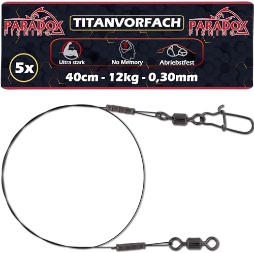 Paradox Fishing Titan Vorfach (5 Stück), 0,30mm / 40cm mit 12kg Tragkraft – Extrem abriebfestes & hechtsicheres Raubfischvorfach ohne Memory-Effekt zum Spinnfischen