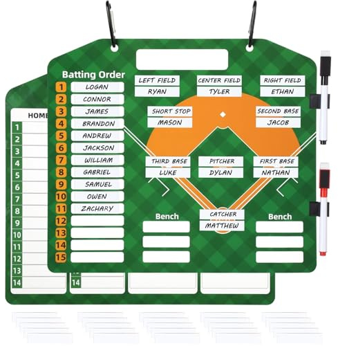 Planche de stratégie de softball pour batte, planche de baseball portable avec 30 bandes adhésives, deux stylos, 32,6 x 27,9 cm double face
