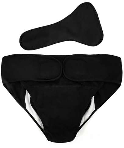 Adult Cloth Diaper Covers Waterproof, Adjustable Incontinence Plastic Pants with Absorbent Liner, Washable Rubber Diaper Underwear (Black, Medium)