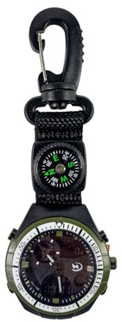 Reloj con Brújula para Exteriores con De Navegación De Bolsillo, Herramienta De Supervivencia, Reloj Deportivo con Mosquetón, Accesorio Táctico para Senderismo Y Mochilero, Equipo De P