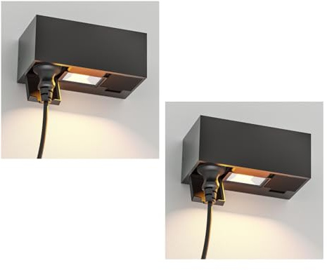 ledscom.de 2 x WAST vägguttag för utomhusbruk, IP44, 2-gång, antracit, inkl. LED-downlight, 430lm, varmvit