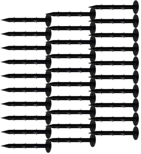 YOSADIER Estacas de Fijación al Suelo Negras de Plástico 16 Cm, 100 Unidades, para Jardinería, Césped Artificial y Lonas, Clavos Resistentes para Paisajismo y Camping
