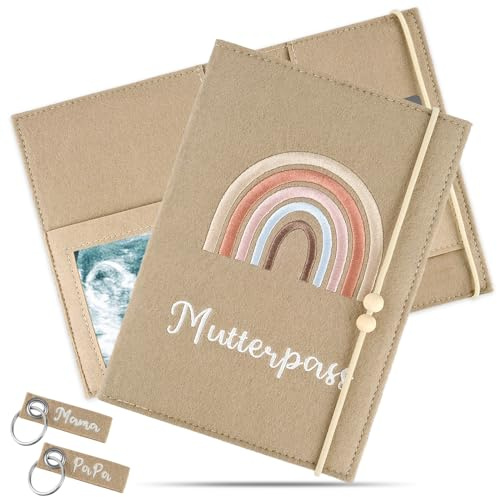 Portadocumentos Bebé de Fieltro con banda de Goma, Porta Documentos Bebe, Funda Premium para Cartilla de Maternidad, para Pasaporte Historial Médico Imágenes Ultrasónicas Cartilla de Vacunación