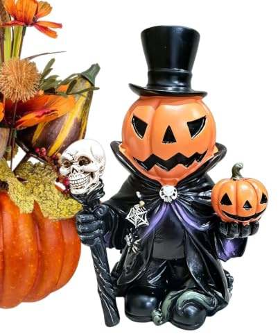 Halloween Pumpa Figurer Resin Halloween Gotisk Dekorationsfigur med | Festliga Pumpagubbar Dekorationsfigur Passar för , Vardagsrummet, Kontoret, Spiselkransen, Bokhyllan och Spökhuset